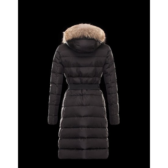 Moncler GENEVRIER Fur Hood Black Coats Nylon/Pa Womens 41311136HN