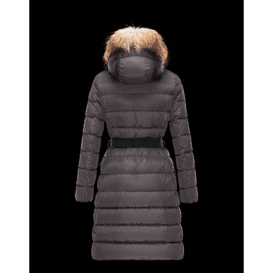 Moncler GENEVRIER Fur Hood Dark brown Coats Nylon/Pa Womens 41311136SU