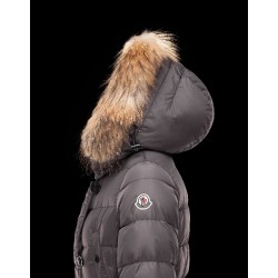 Moncler GENEVRIER Fur Hood Dark brown Coats Nylon/Pa Womens 41311136SU