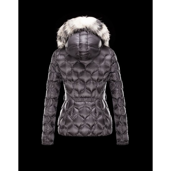 Moncler GRESFUR Ultralight Turtleneck Fur Collar Steel grey Jackets Nylon/Racoon Womens 41456951CR