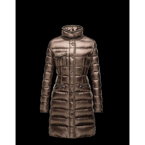 Moncler HERMIFUR Ultralight Detachable Turtleneck Dark green Coats Nylon/Racoon Womens 41456718FK