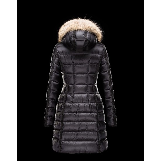 Moncler HERMIFUR Ultralight Turtleneck Black Coats Nylon/Racoon Womens 41456718AR