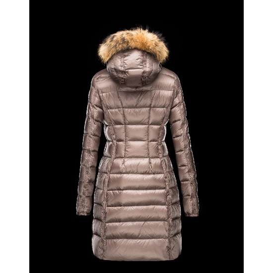 Moncler HERMIFUR Ultralight Turtleneck Dove grey Coats Nylon/Racoon Womens 41456718XN