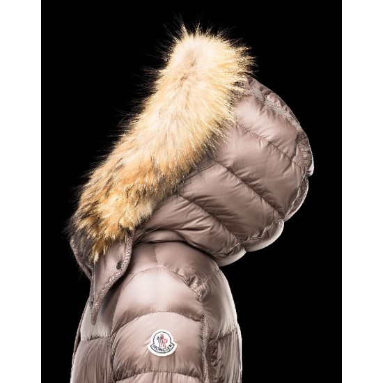 Moncler HERMIFUR Ultralight Turtleneck Dove grey Coats Nylon/Racoon Womens 41456718XN