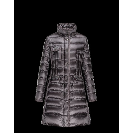 Moncler HERMIFUR Ultralight Turtleneck Steel grey Coats Nylon/Racoon Womens 41456718CD