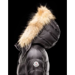 Moncler HERMIFUR Ultralight Turtleneck Steel grey Coats Nylon/Racoon Womens 41456718CD