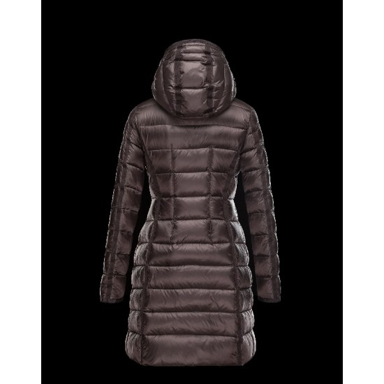 Moncler HERMINE Ultralight Detachable Turtleneck Dark brown Coats Nylon/Polyamid Womens 41378010AV