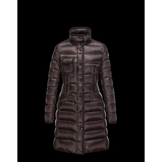 Moncler HERMINE Ultralight Detachable Turtleneck Dark brown Coats Nylon/Polyamid Womens 41378010AV