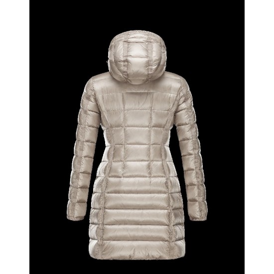 Moncler HERMINE Ultralight Turtleneck Beige Coats Nylon Womens 41378010UK