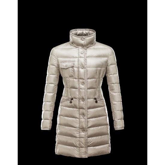 Moncler HERMINE Ultralight Turtleneck Beige Coats Nylon Womens 41378010UK