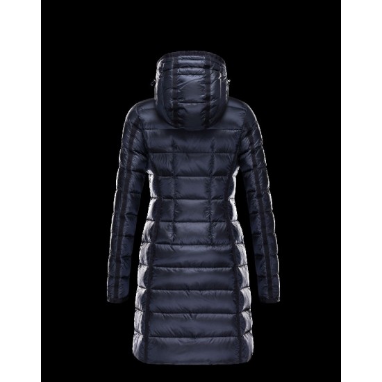 Moncler HERMINE Ultralight Turtleneck Blue Coats Nylon Womens 41378010CV