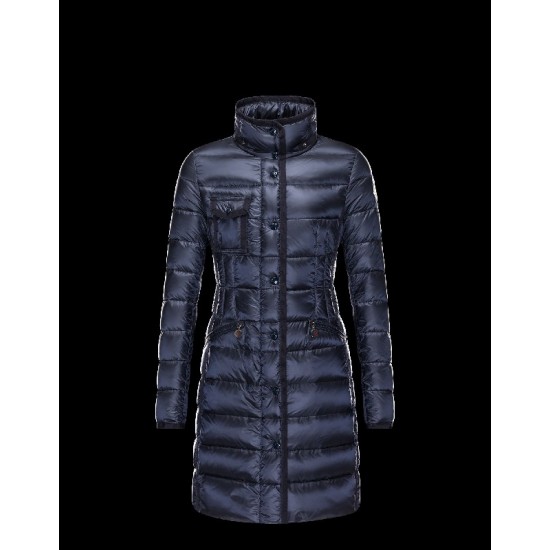 Moncler HERMINE Ultralight Turtleneck Blue Coats Nylon Womens 41378010CV