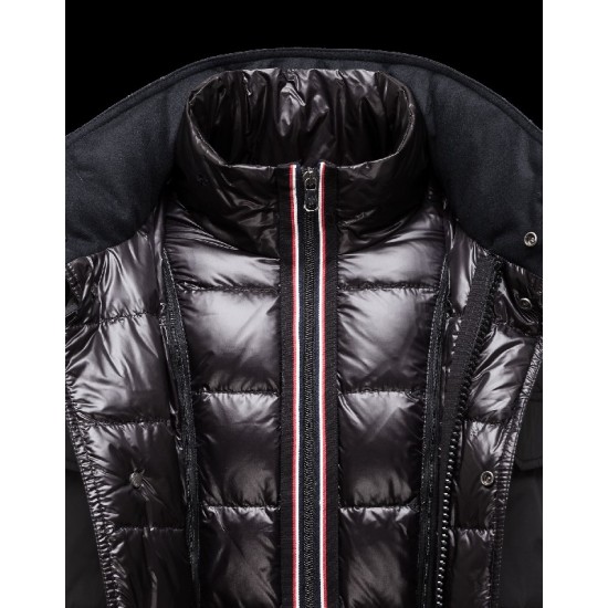 Moncler Hector Hooded Neckline Black Jackets Nylon/Polyester Mens 41224648AX