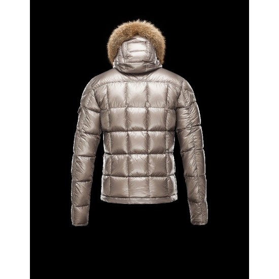 Moncler Hubert Ultralight Fur Trimmed Grey Jackets Nylon/Polyamid Mens 41236416KJ