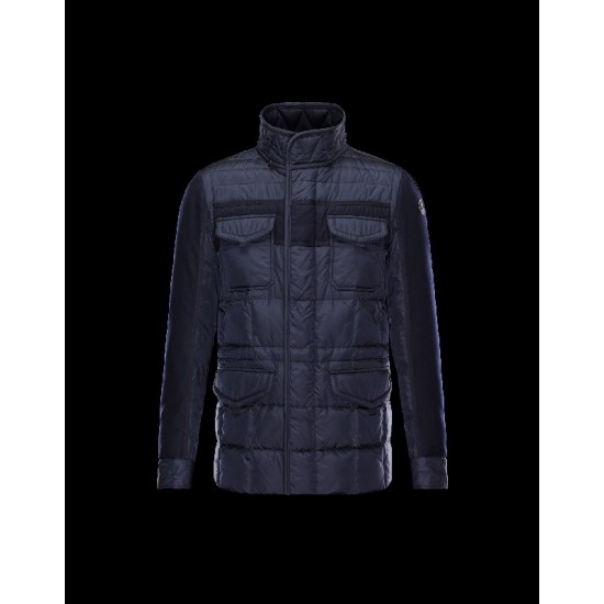 Moncler JACOB Detachable Hood Turtleneck Dark blue Jackets Wool Techno Fabric Mens 41456709SQ