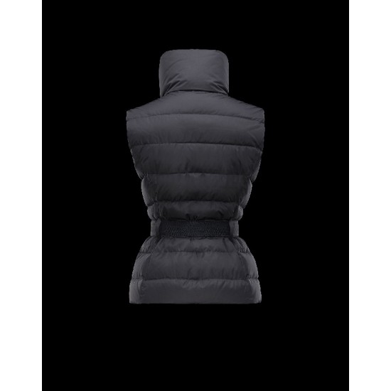 Moncler LABAS Detachable Turtleneck Black Waistcoats Nylon/Polyester Womens 41466687QU