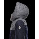 Moncler LABASTIDE Detachable Hood Turtleneck Dark blue Jackets Wool Flannel Mens 41459673GK