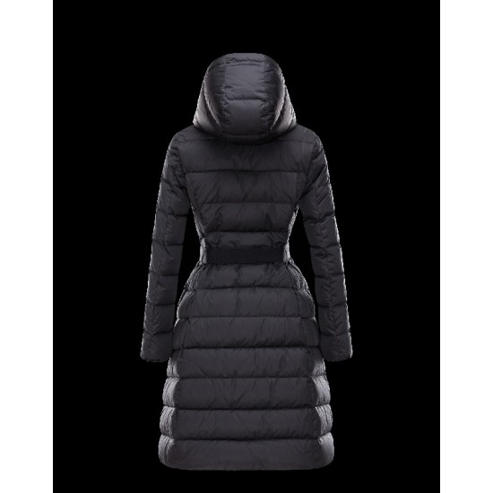 Moncler LANOUX Detachable Turtleneck Black Coats Nylon Womens 41472649FU