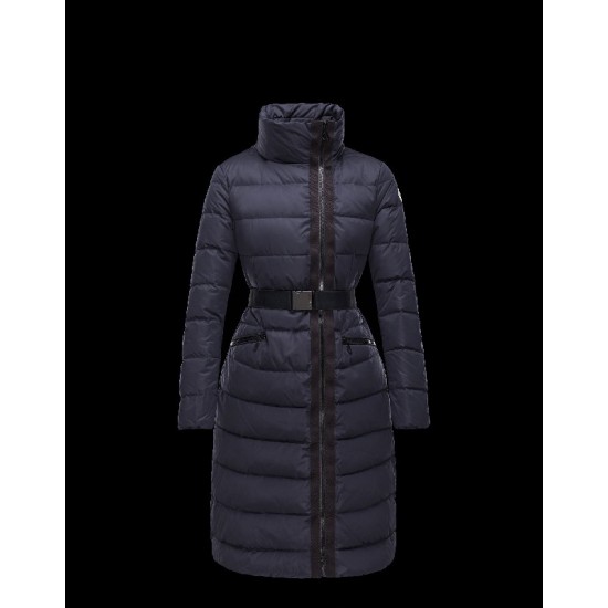 Moncler LANOUX Detachable Turtleneck Dark blue Coats Nylon/Polyester Womens 41472649TK