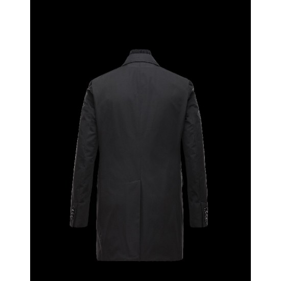 Moncler LESPARRE Detachable Lapel Collar Black Coats Techno Fabric Mens 41456696TU