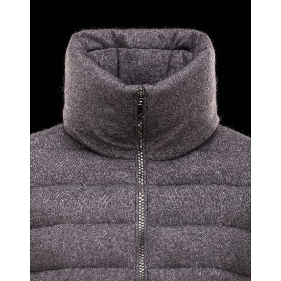 Moncler LEUCATE Turtleneck Steel grey Coats Viscose/Angora/Polyamide Womens 41456714CM