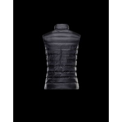 Moncler LIANE Ultralight Mandarin Collar Black Waistcoats Techno Fabric/Polyamide Womens 41344266SD