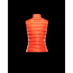 Moncler LIANE Ultralight Mandarin Collar Orange Waistcoats Techno Fabric Womens 41344266AD