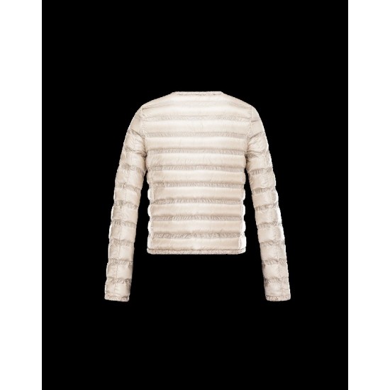 Moncler LISSY Ultralight Round Collar Beige Jackets Polyamide Womens 41338938JV