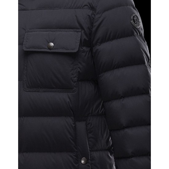 Moncler LUBERON Classic Neckline Black Jackets Polyamide/Elastane Mens 41378025DN