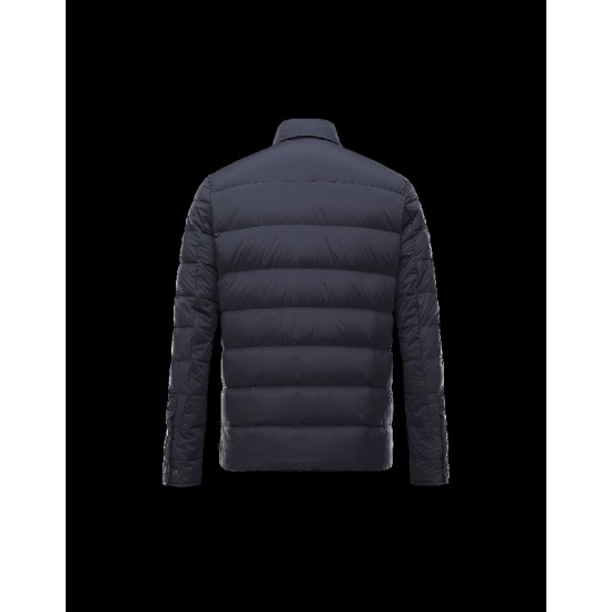 Moncler LUBERON Classic Neckline Blue Jackets Polyamid/Elastane/Nylon Mens 41378025FC