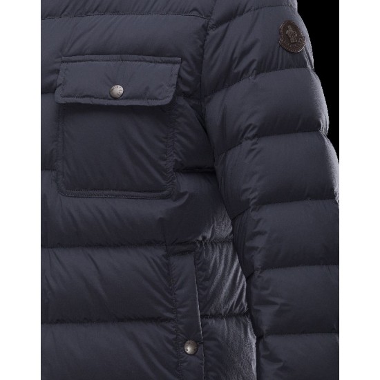 Moncler LUBERON Classic Neckline Blue Jackets Polyamid/Elastane/Nylon Mens 41378025FC