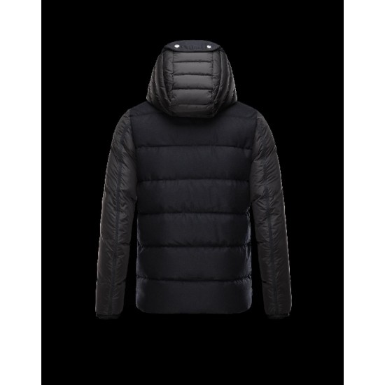 Moncler LUCIEN Turtleneck Black Jackets Wool Flannel Mens 41464457QI