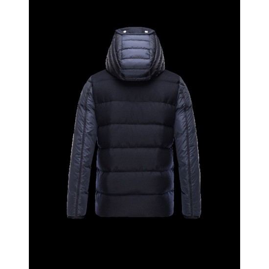 Moncler LUCIEN Turtleneck Dark blue Jackets Wool Flannel Mens 41464457DD