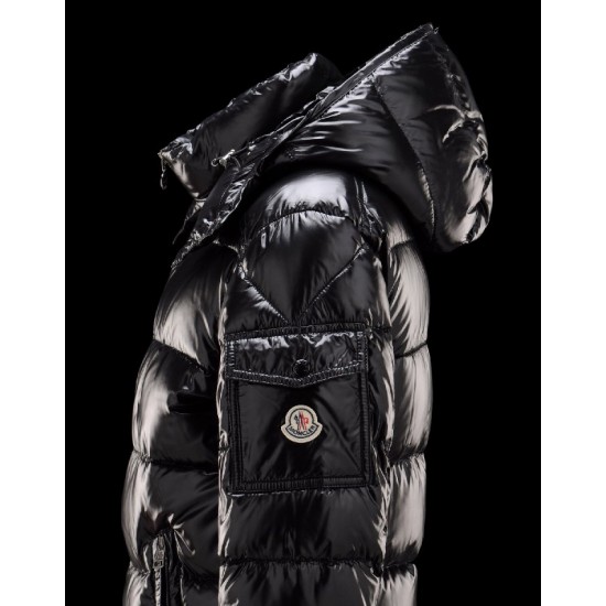 Moncler Maya Detachable Hood Black Jackets Nylon/Polyamid Mens 41236584HD