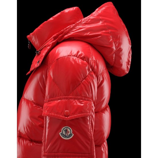 Moncler Maya Detachable Hood Red Jackets Nylon/Polyamid Mens 41236584SE