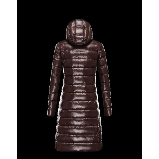 Moncler Moka Detachable Hood Dark brown Coats Nylon/Polyamide Womens 41224531VB