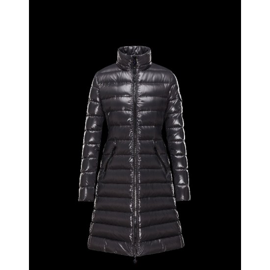 Moncler Moka Detachable Hood Steel grey Coats Lacquered Nylon Womens 41224531UV