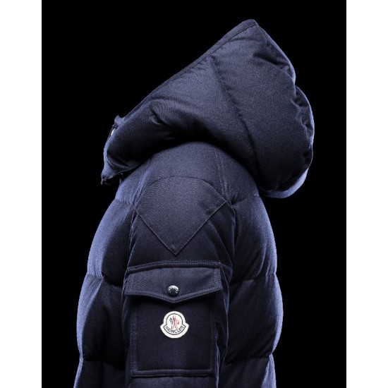 Moncler Montgenevre Detachable Hood Blue Jackets Flannel Wool Mens 41249881MK