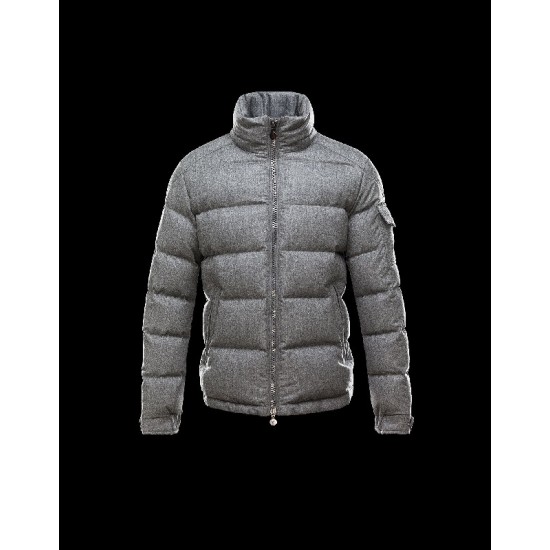 Moncler Montgenevre Detachable Hood Grey Jackets Flannel Wool Mens 41249881TR