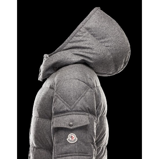 Moncler Montgenevre Detachable Hood Grey Jackets Flannel Wool Mens 41249881TR