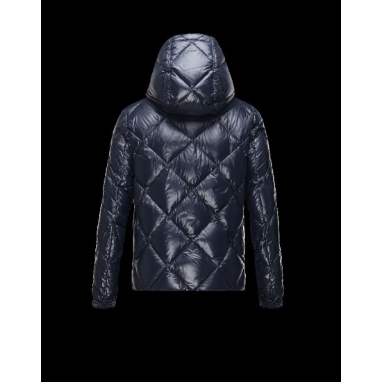 Moncler NEWMAN Detachable Hood Turtleneck Dark blue Jackets Nylon/Polyamid Mens 41456744DP