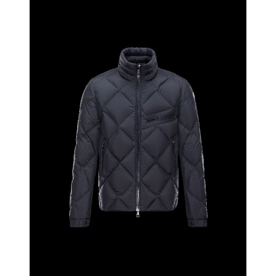 Moncler NEWMAN Detachable Hood Turtleneck Dark blue Jackets Techno Fabric Mens 41456795SO