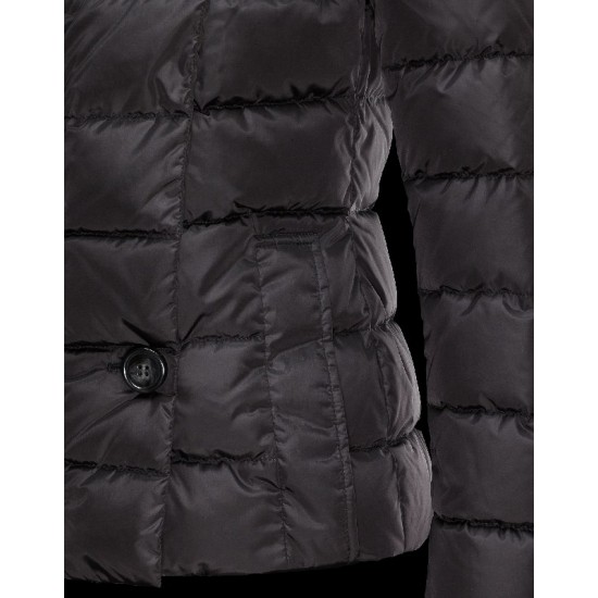 Moncler PALAS Double-Breasted Turtleneck Black Jackets Nylon/Polyamide Womens 41457361FT