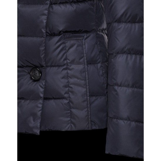 Moncler PALAS Double-Breasted Turtleneck Dark blue Jackets Nylon Womens 41457361OC