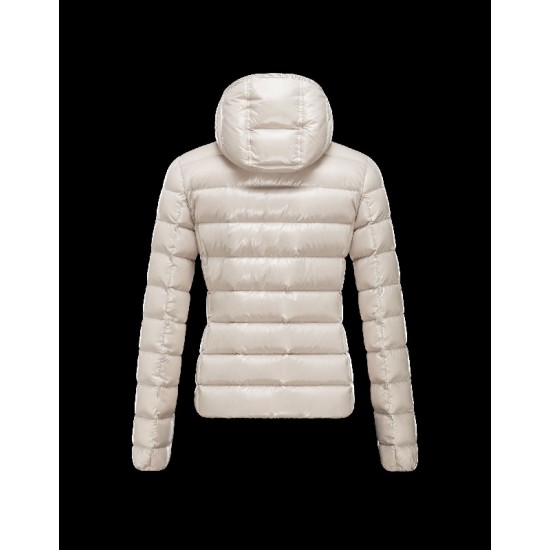 Moncler PLANE Detachable Hood Double-Breasted Ivory Jackets Lacquered Nylon Womens 41382558BV