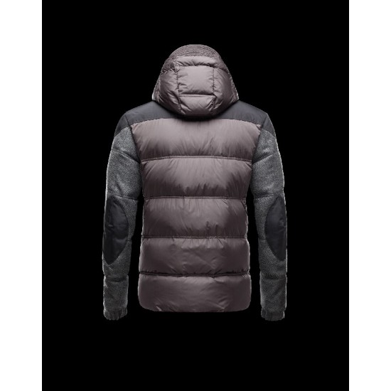 Moncler REPUBLIQUE Fixed Hood Turtleneck Grey Jackets Wool Technical Nylon Mens 41311180JM