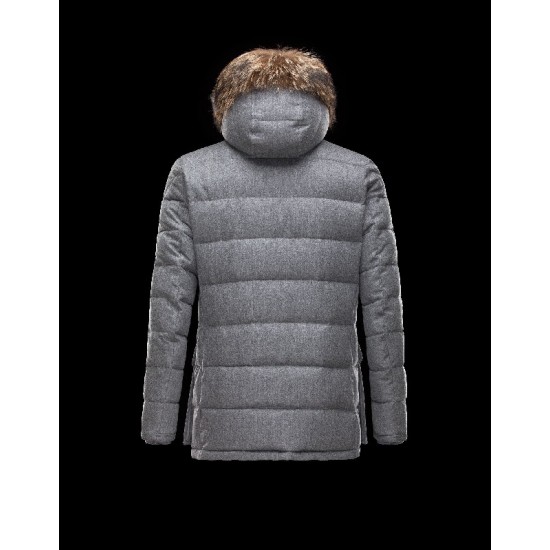 Moncler RETHEL Detachable Turtleneck Grey Jackets Wool Flannel Coyote Mens 41466932ST