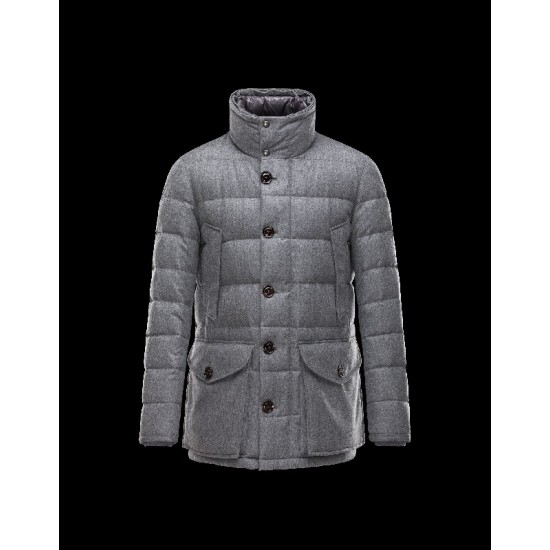 Moncler RETHEL Detachable Turtleneck Grey Jackets Wool Flannel Coyote Mens 41466932ST