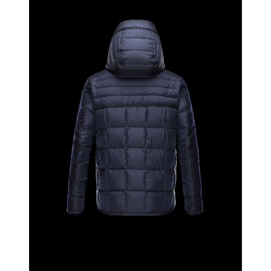 Moncler RYAN Detachable Hood Turtleneck Dark blue Jackets Flannel Wool Mens 41456962IB