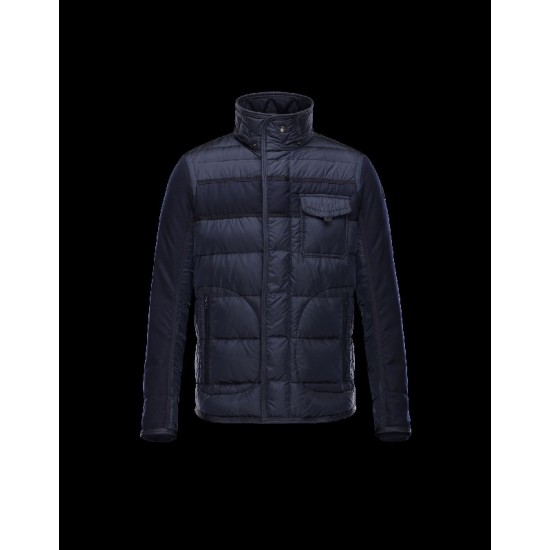 Moncler RYAN Detachable Hood Turtleneck Dark blue Jackets Flannel Wool Mens 41456962IB